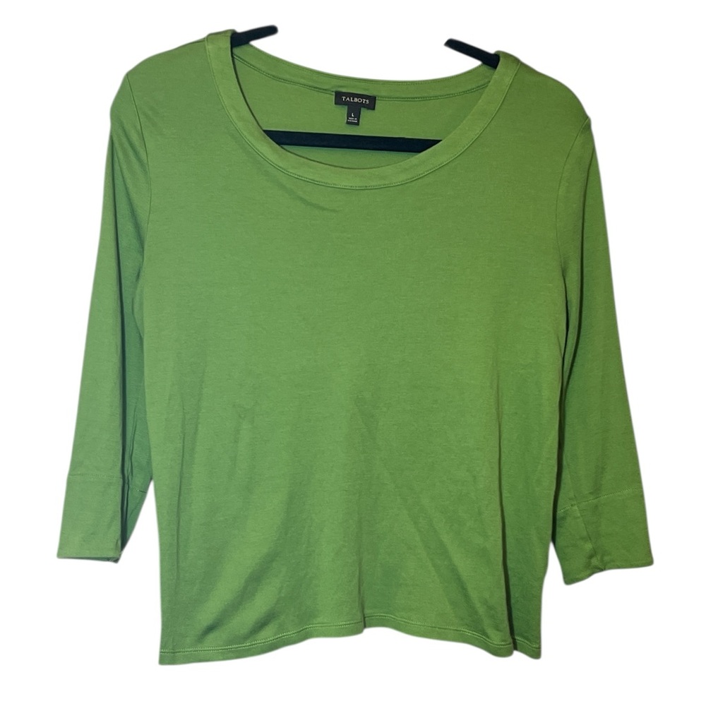 Talbots Green 3/4 Sleeve top Size L Office Ready Colorful